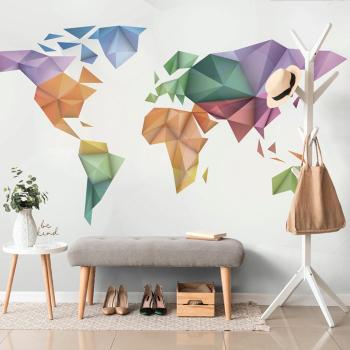 Samoprzylepna tapeta kolorowa mapa świata w stylu origami - 300x200