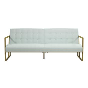 Biała rozkładana sofa z aksamitnym obiciem CosmoLiving by Cosmopolitan Lexington