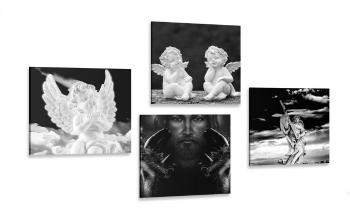 Zestaw obrazów niebiańska radość w wersji czarno-białej - 4x 40x40