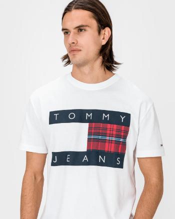 Tommy Jeans Plaid Centre Flag Koszulka Biały