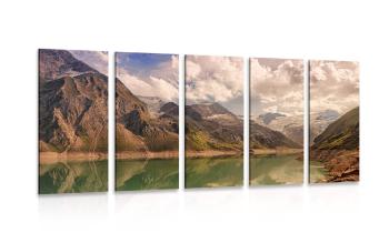 5-częściowy obraz jezioro w górach - 200x100