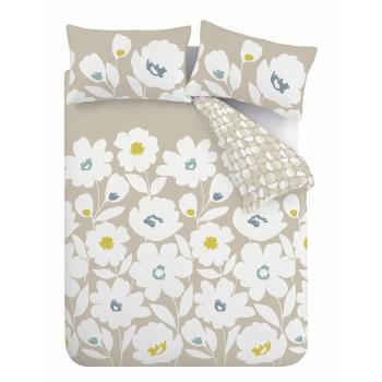 Biało-beżowa pościel na łóżko małżeńskie 200x200 cm Craft Floral - Catherine Lansfield