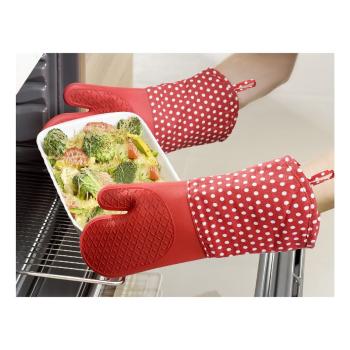Zestaw 2 czerwonych rękawic kuchennych z silikonu Wenko Oven