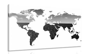 Obraz mapa świata w wersji czarno-białej - 90x60