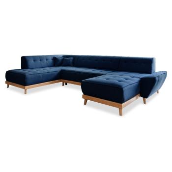 Granatowa rozkładana sofa w kształcie litery "U" Miuform Dazzling Daisy, lewostronna