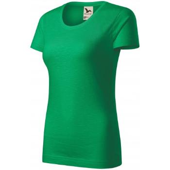 T-shirt damski, teksturowana bawełna organiczna, zielona trawa, XS