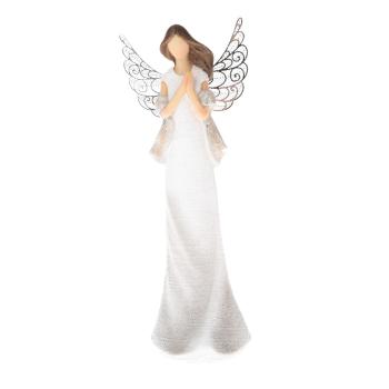 Figurka anioła z metalowymi skrzydłami Dakls, wys. 19 cm