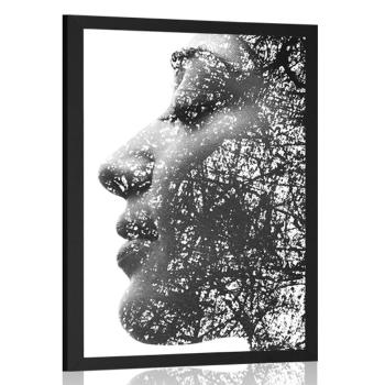 Plakat kobieta z abstrakcyjnymi elementami - 30x45 black