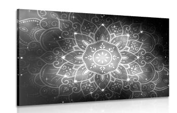 Obraz Mandala z galaktycznym tłem w wersji czarno-białej - 60x40