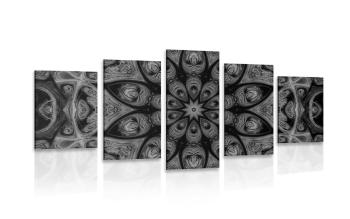 5-częściowy obraz hipnotyczna Mandala w wersji czarno-białej - 100x50