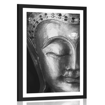 Plakat z passe-partout boski Budda w czerni i bieli - 30x45 white