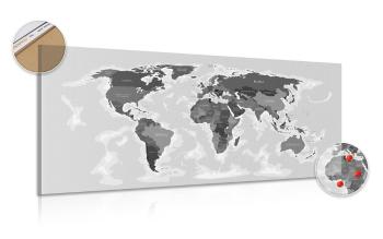 Obraz na korku piękna mapa w wersji czarno-białej - 120x60  place