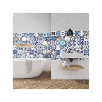 Zestaw 60 naklejek ściennych Ambiance Azulejos Cyprus, 10x10 cm