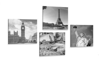 Zestaw obrazów miasta i historyczne pocztówki - 4x 60x60