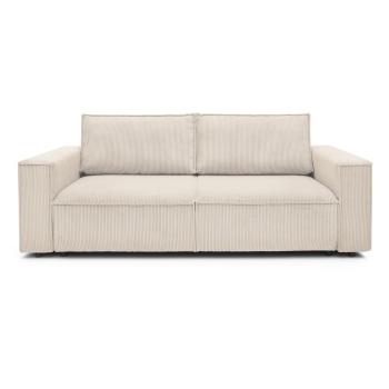 Kremowobiała sztruksowa sofa rozkładana Bobochic Paris Nihad, 245 cm