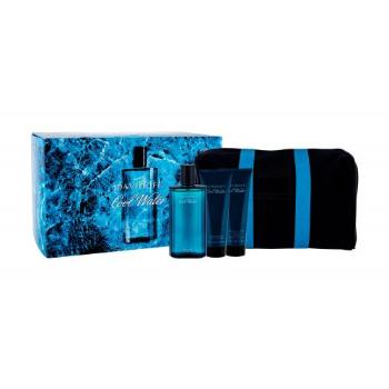 Davidoff Cool Water zestaw Edt 125 ml + Balsam po goleniu 75 ml + Żel pod prysznic 75 ml + Kosmetyczka dla mężczyzn Uszkodzone pudełko