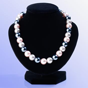 Naszyjnik z perłami - szaro-fioletowy - Rozmiar dł. 45 cm