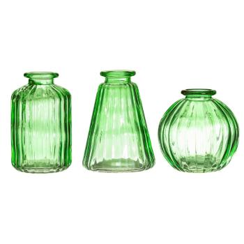 Zestaw 3 zielonych szklanych wazonów Sass & Belle Bud