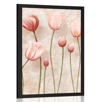 Plakat tulipanów w staroróżowym kolorze - 30x45 black
