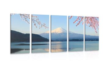 5-częściowy obraz widok z jeziora na Fuji - 200x100