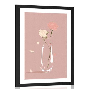 Plakat z passepartout minimalistyczny kwiat - 60x90 silver