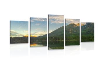 5-częściowy obraz jezioro przy górach - 200x100