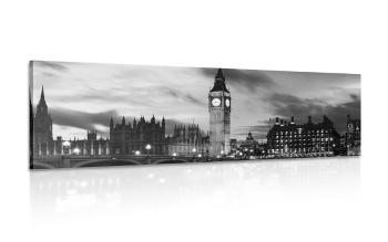 Obraz Big Ben w Londynie w wersji czarno-białej - 150x50