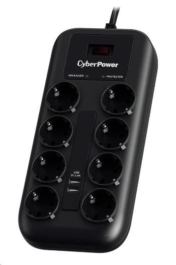 CyberPower Surge Buster ™ 8 gniazd, 2xUSB, 1,8m, niemiecki, nowość