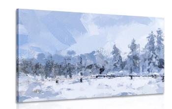 Obraz kawałka śniegu w lesie - 120x80