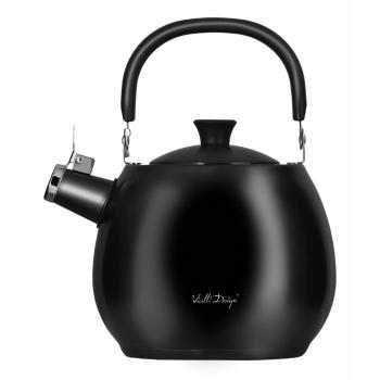 Czarny czajnik ze stali nierdzewnej z gwizdkiem Vialli Design Bolla, 2,5 l