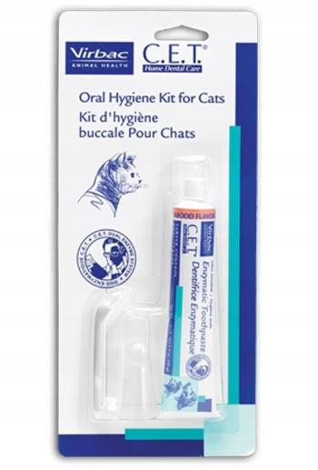 VIRBAC Zestaw stomatologiczny dla kotów - pasta o aromacie rybnym 43 g i szczoteczka