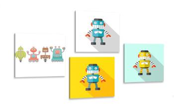 Zestaw obrazów dla miłośników robotów dla dzieci - 4x 40x40