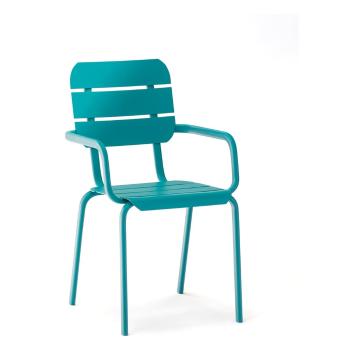 Zestaw 4 niebieskich krzeseł ogrodowych z podłokietnikami Ezeis Alicante
