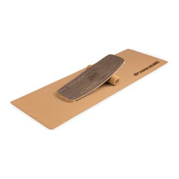 BoarderKING Indoorboard Curved, deska do balansowania, trickboard, z matą i wałkiem, drewno/korek