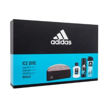 Adidas Ice Dive zestaw Edt 100 ml + Dezodorant 150 ml + Żel pod prysznic 250 ml + Kosmetyczka dla mężczyzn Uszkodzone pudełko