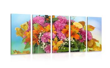 5-częściowy obraz kwiaty w pudełku - 100x50