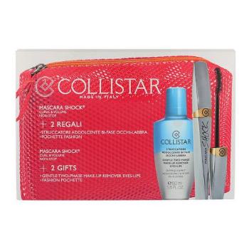 Collistar Shock zestaw 8ml Mascara Shock + 50ml Gentle Two Phase Make-Up Remover + Bag dla kobiet Black Shock