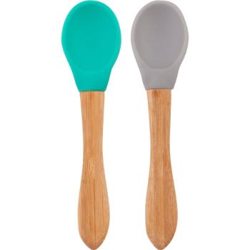 Minikoioi Spoon with Bamboo Handle łyżeczka Green/Grey 2 szt.