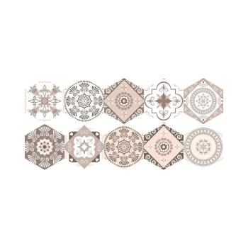 Zestaw 10 naklejek na podłogę Ambiance Floor Stickers Hexagons Cornalina, 40x90 cm