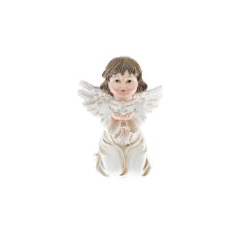 Biała figurka anioła z książką Dakls, wys. 10,5 cm