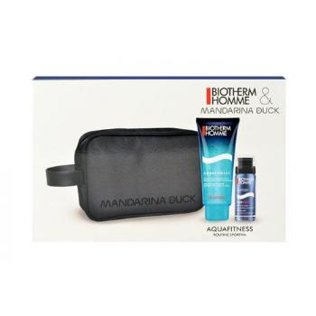 Biotherm Homme Aquafitness zestaw 200ml Homme Aquafitness Body & Hair Shower Gel + 50ml Homme Shaving Foam Sensitive Skin + Bag dla mężczyzn