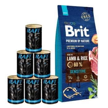 BRIT Premium By Nature Sensitive Lamb 15 kg + mokra karma z jagnięciną 6x1240 g