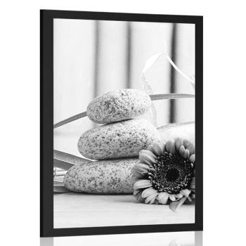 Plakat medytacja i wellness martwa natura w czerni i bieli - 40x60 black