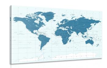 Obraz polityczna mapa świata w kolorze niebieskim - 60x40