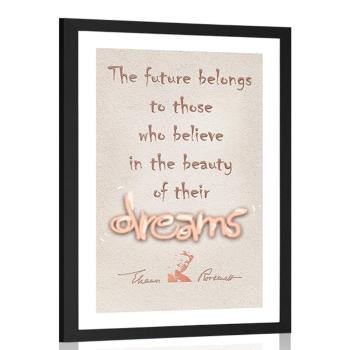 Plakat z passepartout motywacyjny cytat o marzeniach - Eleanor Roosevelt - 40x60 black