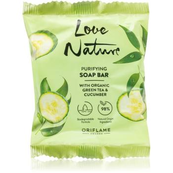 Oriflame Love Nature Green Tea & Cucumber mydło w kostce z kwasem mlekowym 75 g