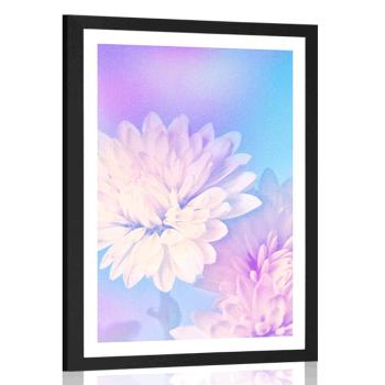 Plakat z passe-partout kwiat chryzantemy - 60x90 black