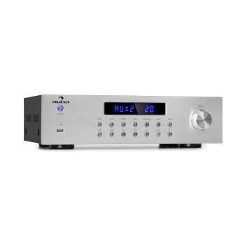 Auna AV2-CD850BT, wzmaczniacz stereo, 4-strefowy, 5 x 80 W RMS, Bluetooth, USB, kolor srebrny