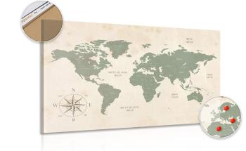 Obraz dyskretna mapa świata na korku - 120x80  arrow