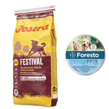 JOSERA Dog Festival dla wybrednych psów 15 kg + BAYER FORESTO Obroża dla kota i psa przeciw kleszczom i pchłom poniżej 8 kg